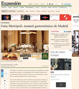 Guía Metrópoli, manual gastronómico de Madrid